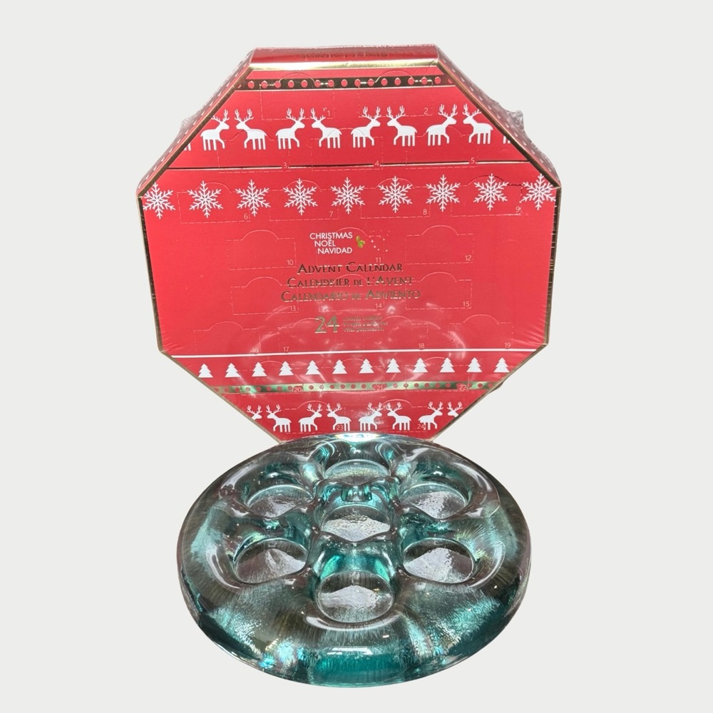 Christmas Scented Tealights and Green Glass Tealight Holder